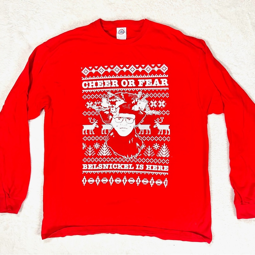 The Office Cheer Or Fear Belsnickel Is Here Christmas Sweater Long sleeve Large